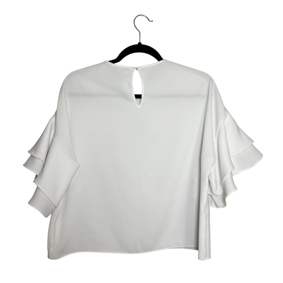 Zara Woman Elegant White Ruffle Short Sleeve Flowy Blouse, Size Small - Picture 5 of 11